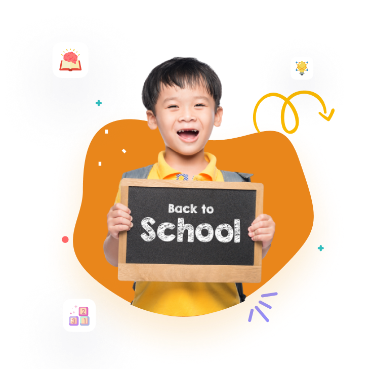 Happy student with chalkboard